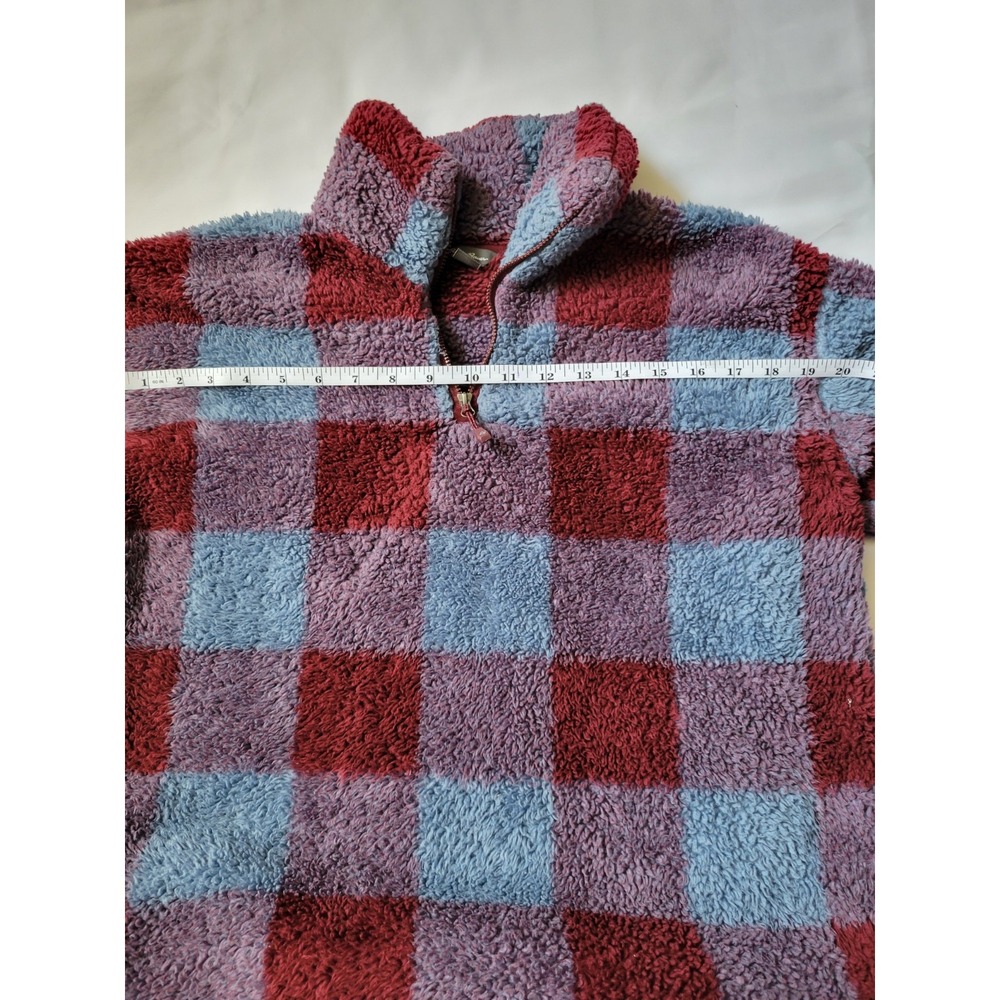 Eddie Bauer Fleece Jacket Womens Blue Purple Burgundy 1/4 Zip Pullover Fuzzy M - Picture 14 of 14